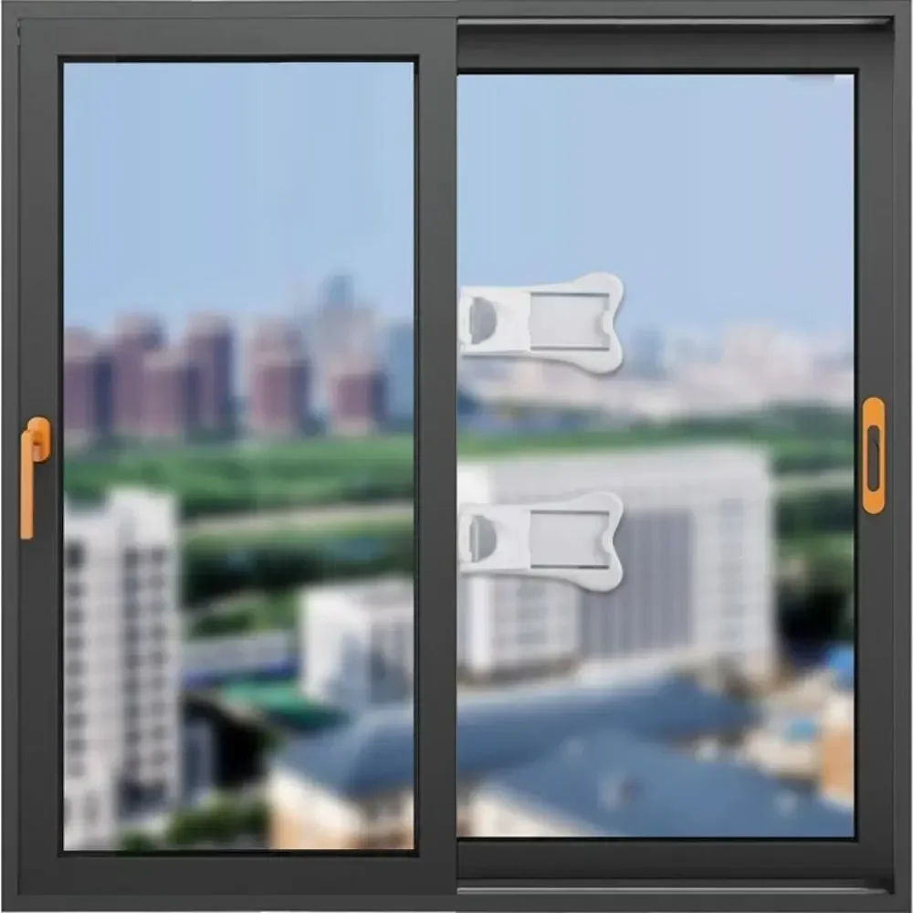 2Pcs Sliding Door Lock Self-adhesive Window Lock Sliding Sash Stopper Fixation Cabinet Door Lock Drawer Lock Baby Safety Lock