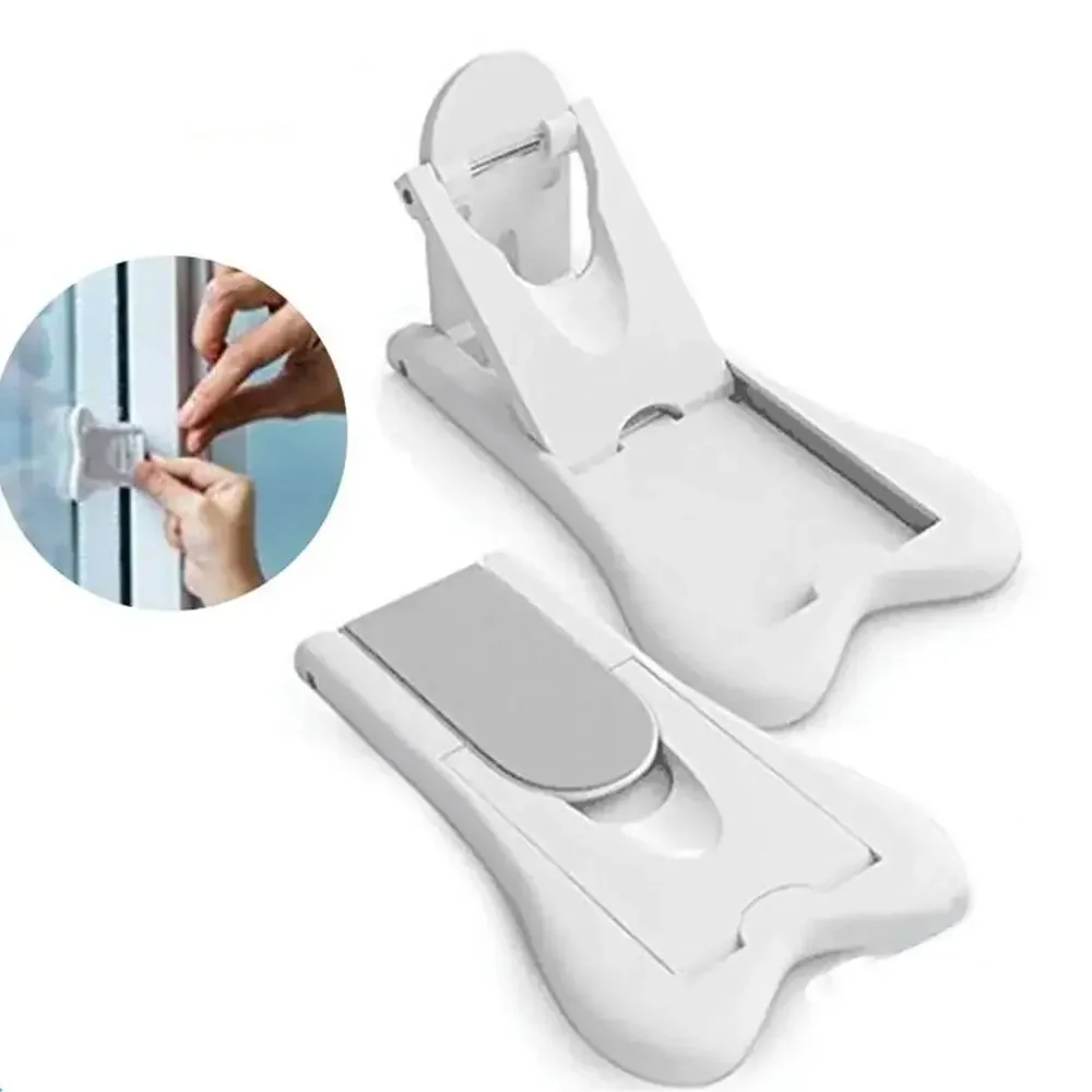 2Pcs Sliding Door Lock Self-adhesive Window Lock Sliding Sash Stopper Fixation Cabinet Door Lock Drawer Lock Baby Safety Lock