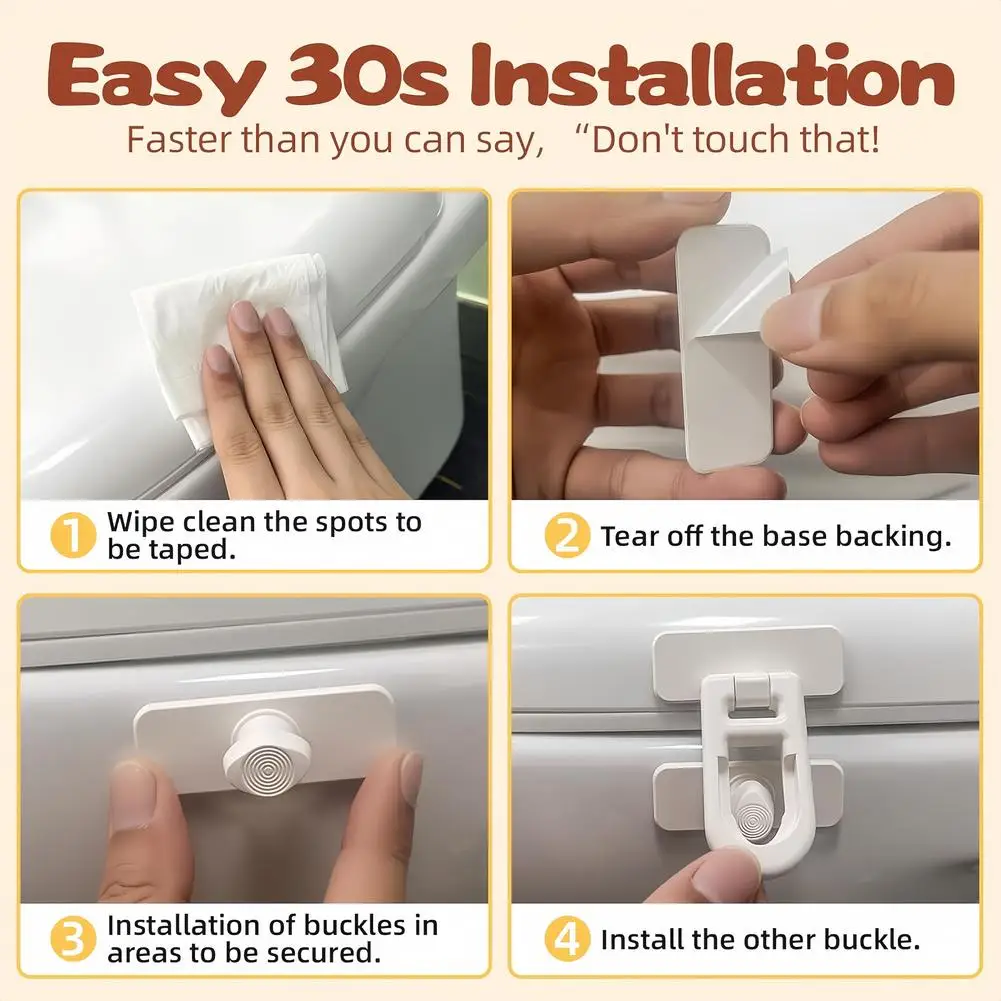 Refrigerator Lock Adhesive Keyless Freezer Locks Oven Cabinet Baby Proofing Lock Adhesive Keyless Fridge Lock Kids Safety Tool