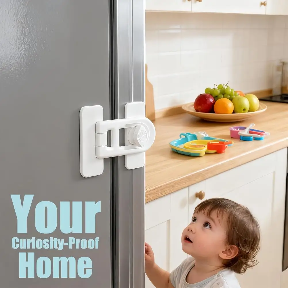 Refrigerator Lock Adhesive Keyless Freezer Locks Oven Cabinet Baby Proofing Lock Adhesive Keyless Fridge Lock Kids Safety Tool