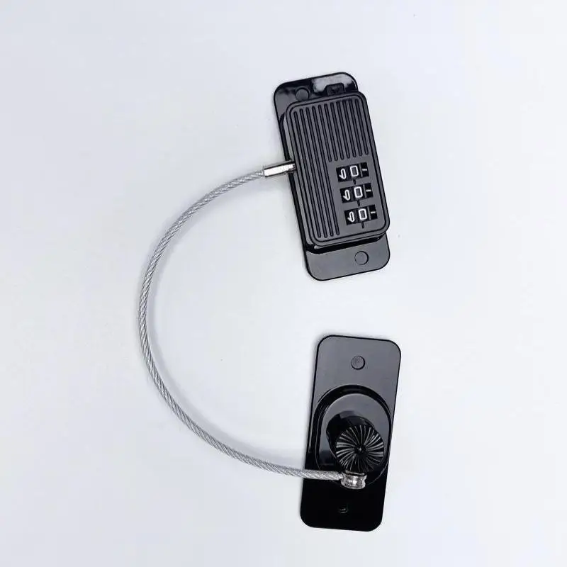 Combination Refrigerator Lock Adhesive No Drill Heavy Duty Steel Cable Anti-Pry for Home Kitchen Cabinet Door Child Safety