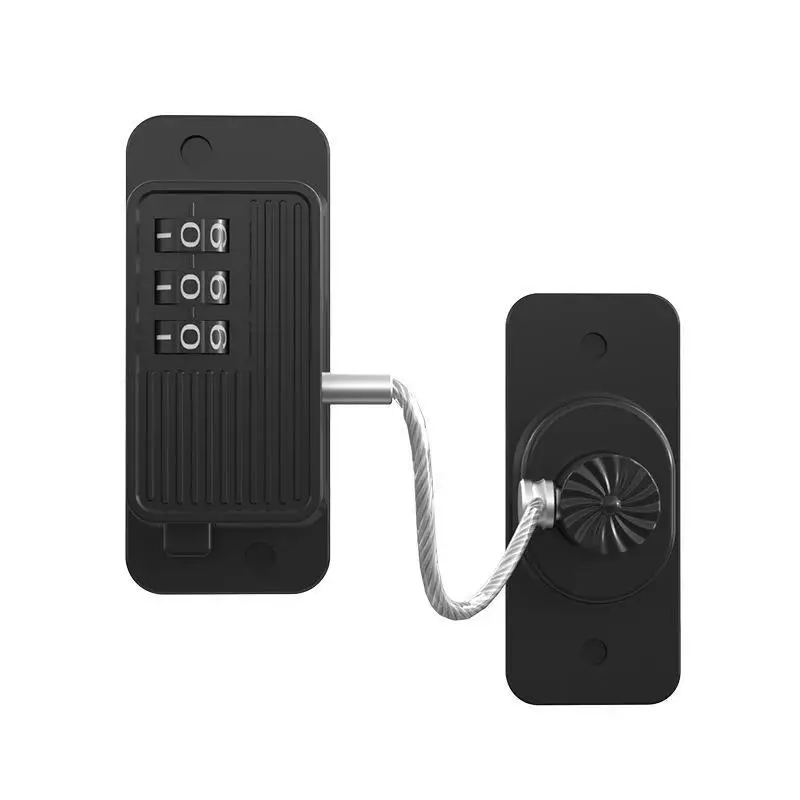Combination Refrigerator Lock Adhesive No Drill Heavy Duty Steel Cable Anti-Pry for Home Kitchen Cabinet Door Child Safety