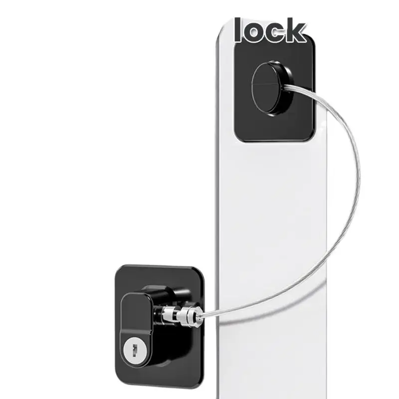 Combination Refrigerator Lock Adhesive No Drill Heavy Duty Steel Cable Anti-Pry for Home Kitchen Cabinet Door Child Safety