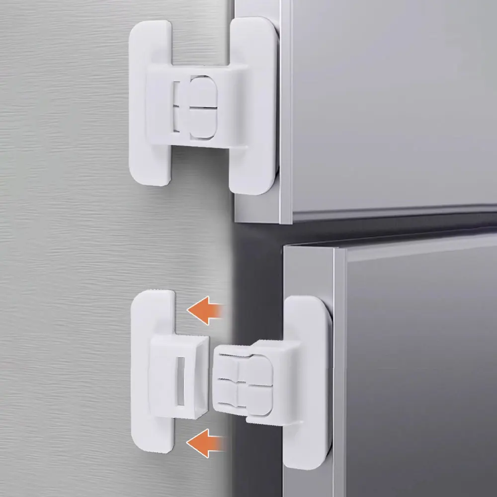 Child Safety Refrigerator Lock Self-Adhesive Adjustable Fridge Closer for Glass Metal Cabinets Home Use Anti-Peel Latch