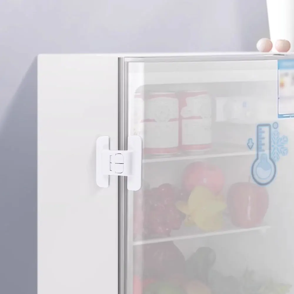 Child Safety Refrigerator Lock Self-Adhesive Adjustable Fridge Closer for Glass Metal Cabinets Home Use Anti-Peel Latch