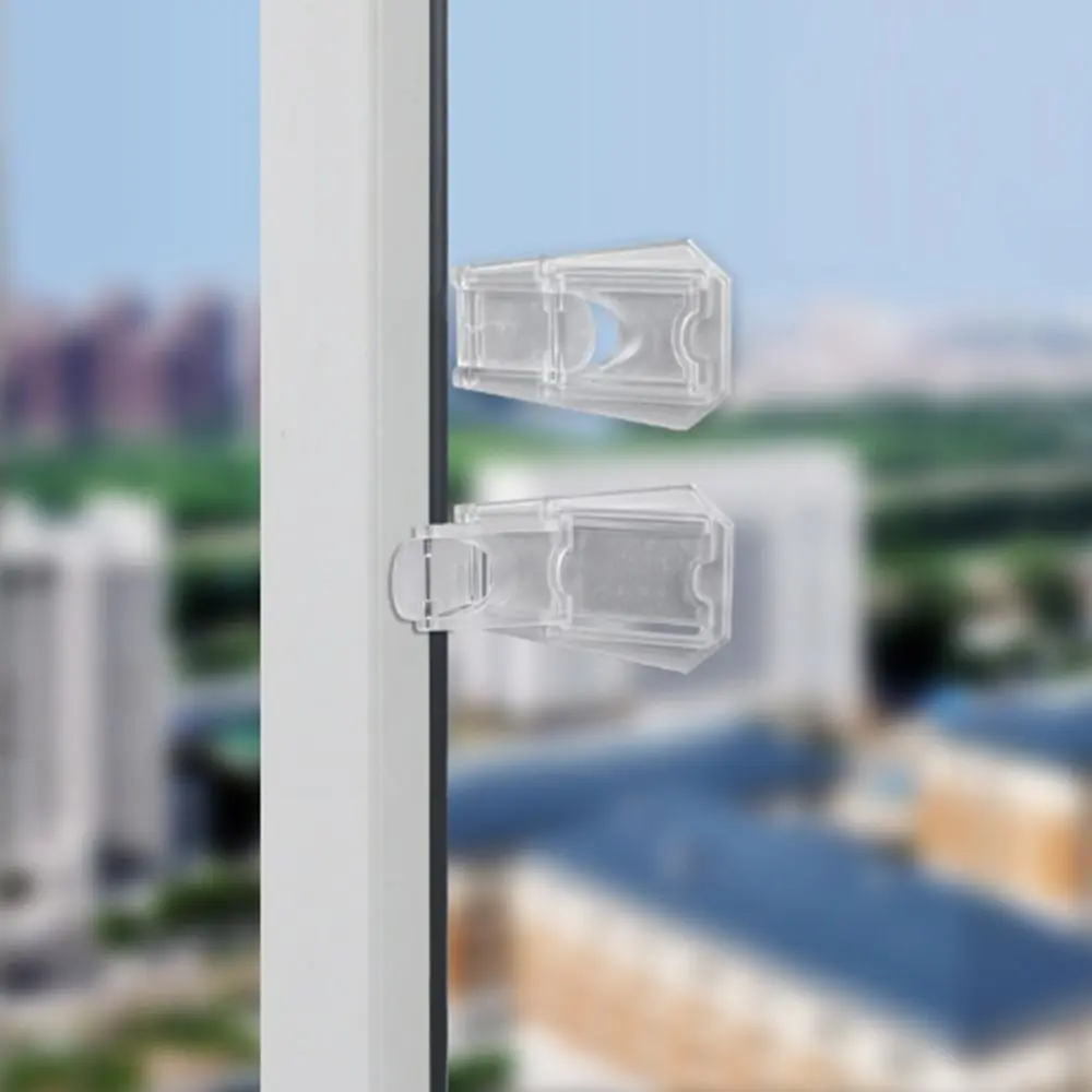 Transparent Sliding Door Lock Self-adhesive Anti-pinch Sliding Sash Stopper Strong Fixation Cabinet Door Lock